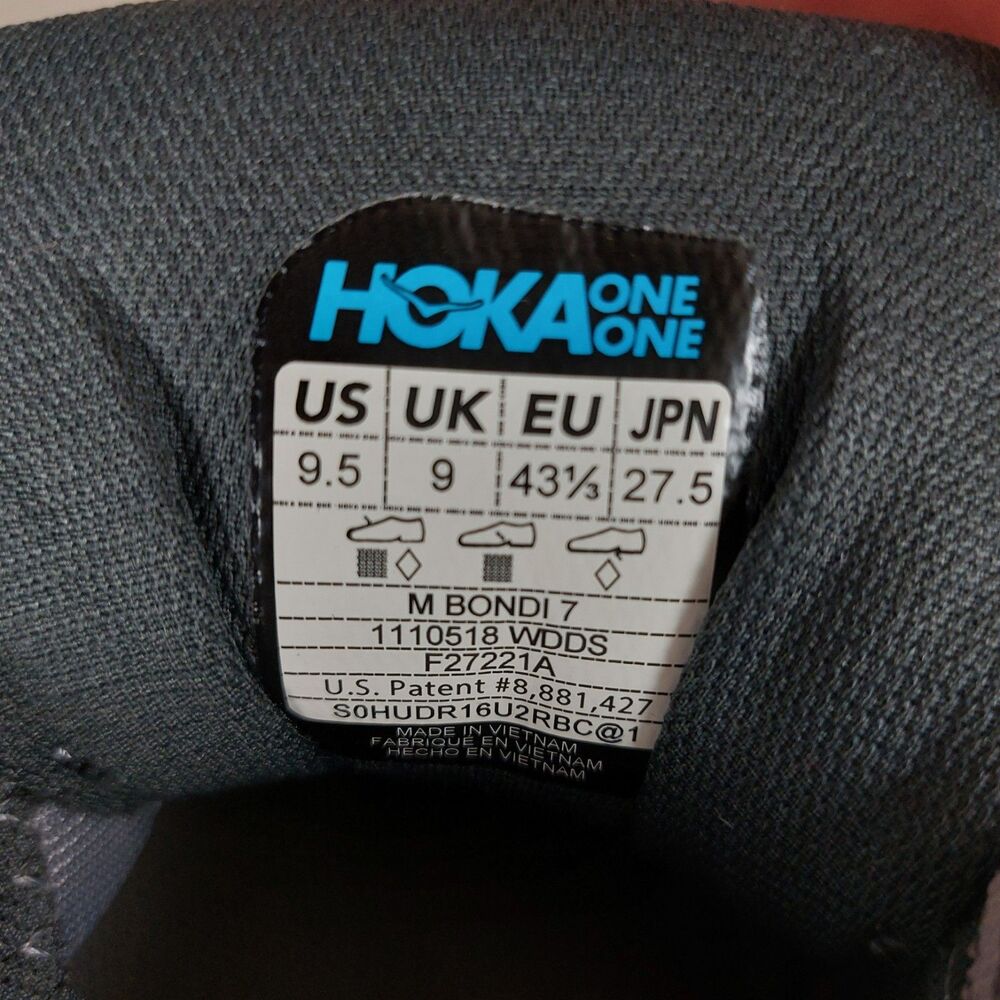 Hoka One One Bondi 7 Running Shoes Men’s Size 9.5 Wild Dove Gray Cushion - Picture 3 of 8
